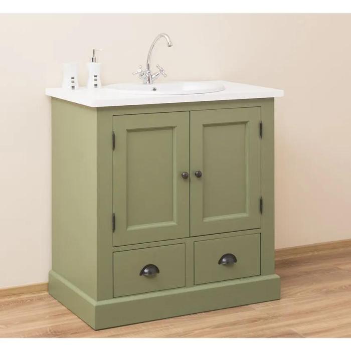 Mobile bagno boho chic verde legno massello su misura - Etnico Outlet