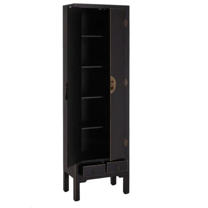 Armadio orientale cinese nero in legno - Etnico Outlet