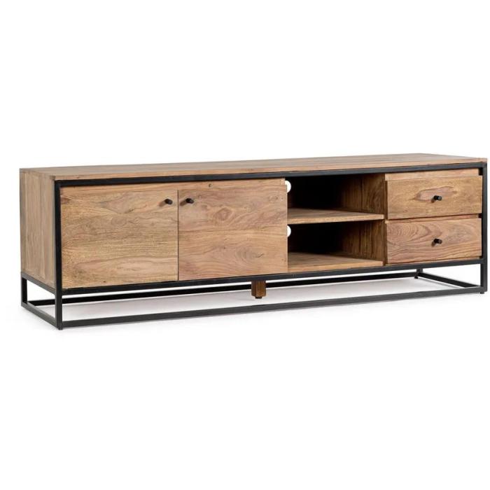 Mobile TV Industrial in Legno Sheesham e Ferro - Etnico Outlet