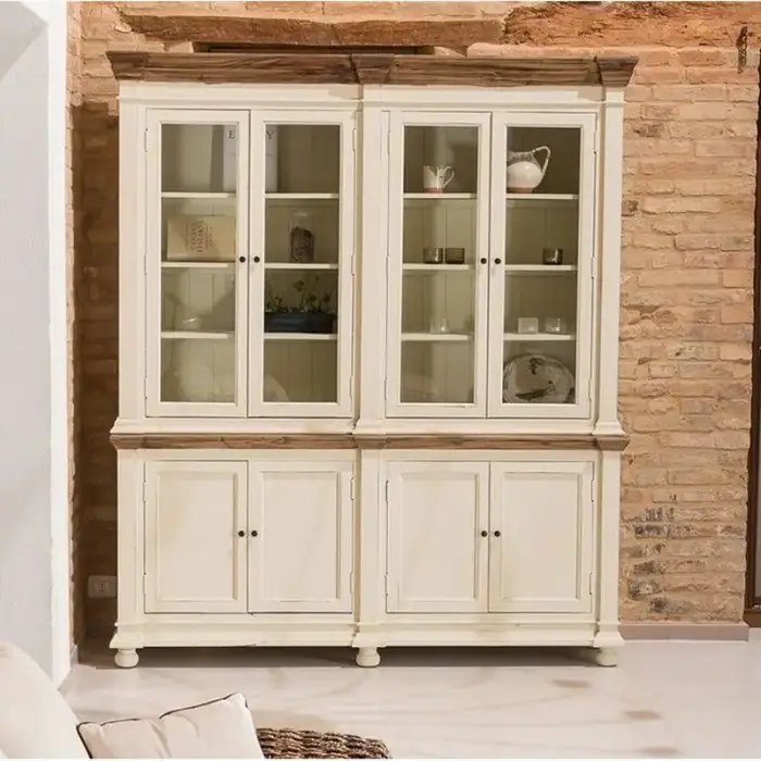 Credenza provenzale bianca piano rovere - Etnico Outlet