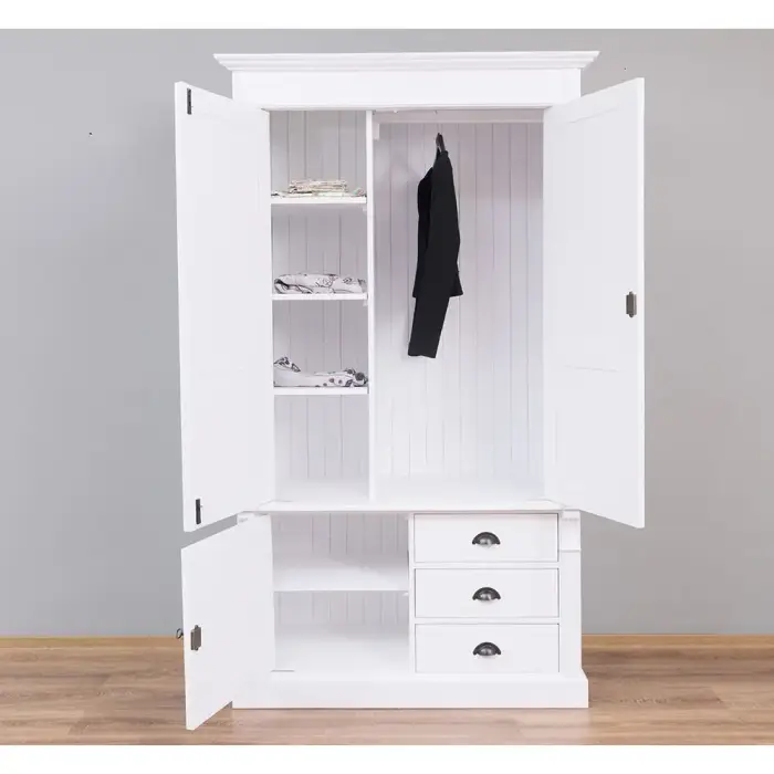Armadio provenzale bianco in legno massello SU MISURA - Etnico Outlet