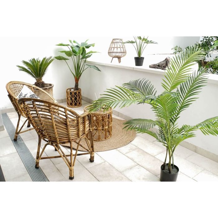 Sedia da giardino boho chic in legno e vimini