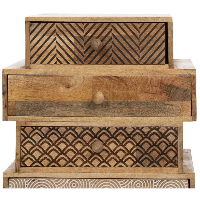 Comodino etnico con 4 cassetti decorati asimmetric