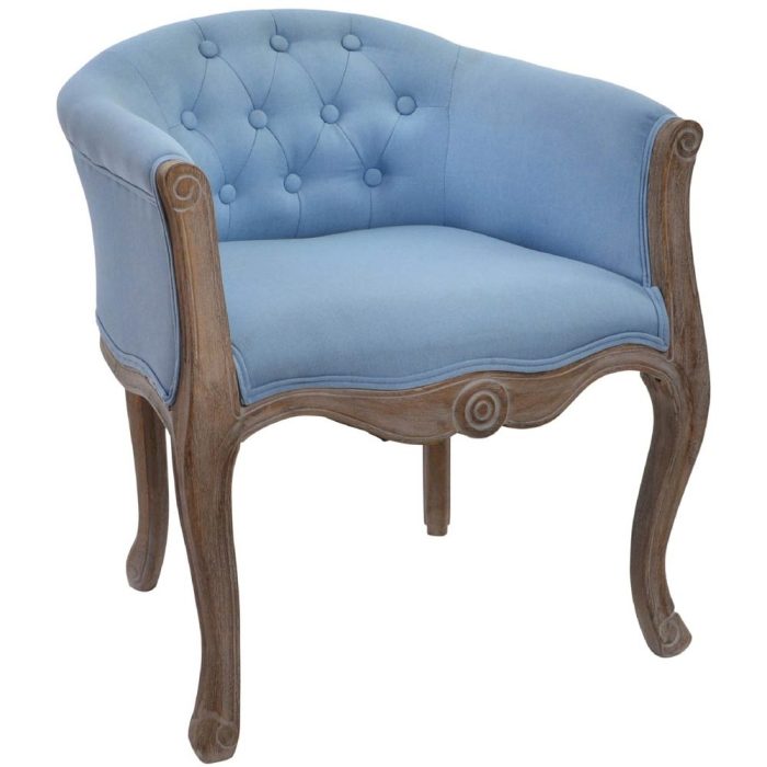 Poltrona francese azzurra capitonné