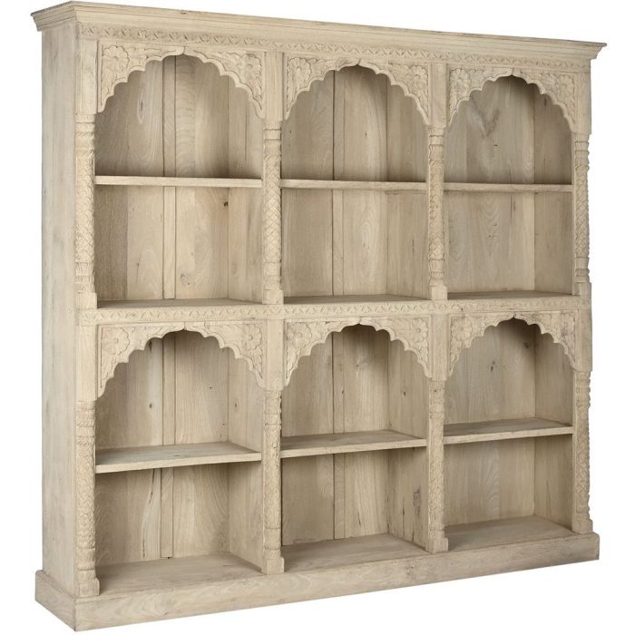 Libreria orientale in legno massello naturale