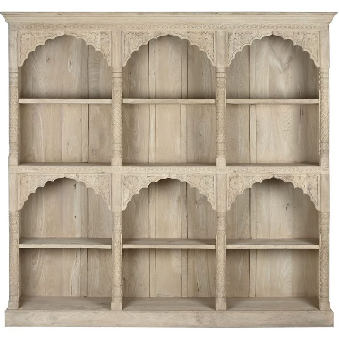 Libreria orientale in legno massello naturale
