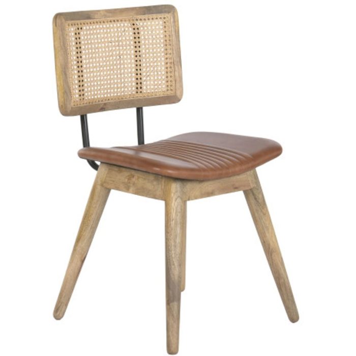 Sedia vintage pelle cammello