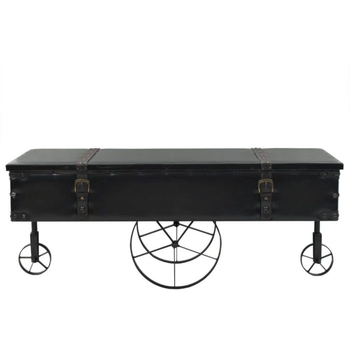 Tavolino vintage valigia con ruote industrial