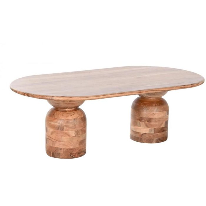 Tavolino salotto design effetto parquet marrone