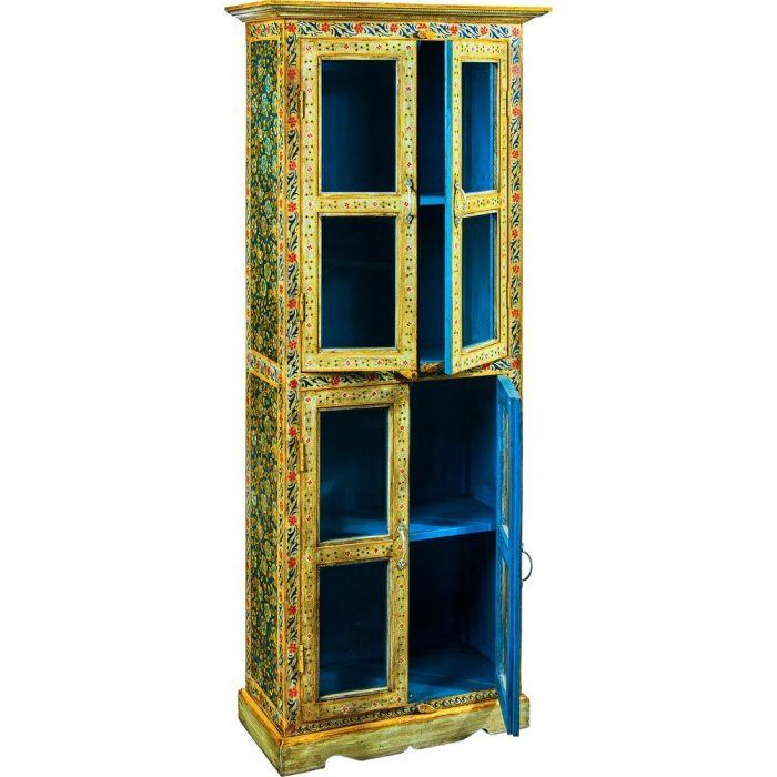 Vetrina etnica blu e gialla artigianale