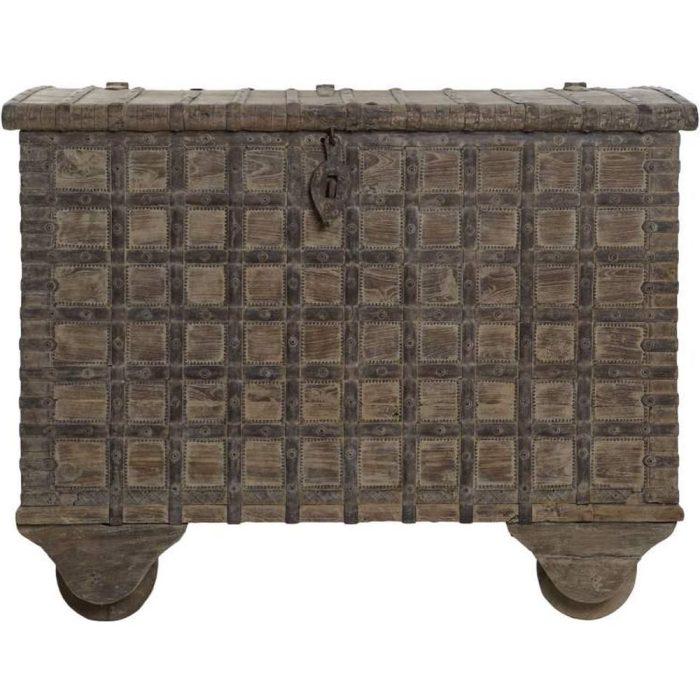 Baule etnico artigianale in legno di teak e ferro