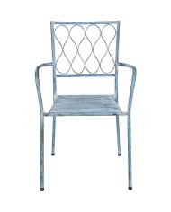Sedia giardino provenzale ferro azzurro anticato - Etnico Outlet