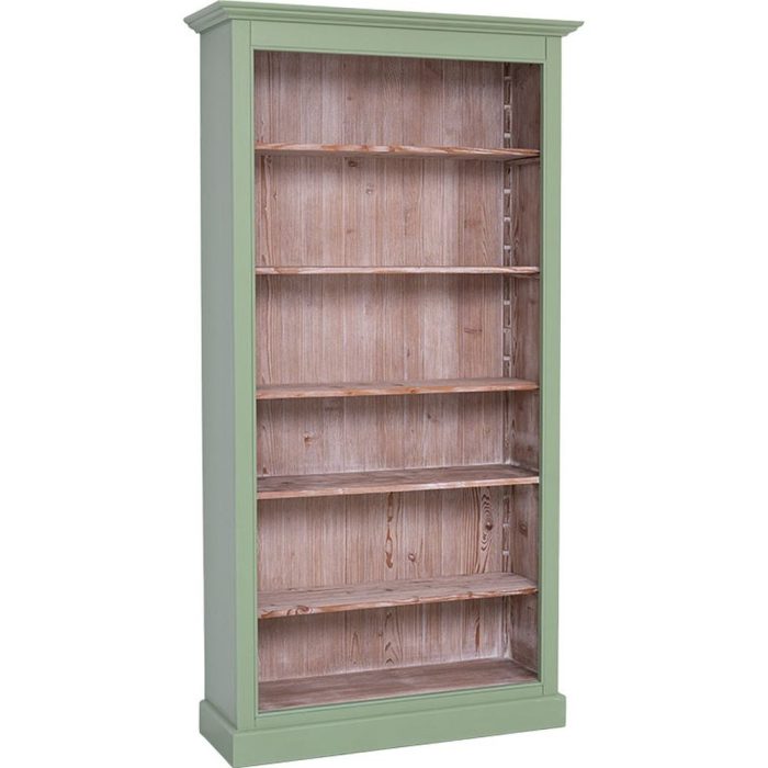 Libreria country in legno massello con mensole regolabili passo 7 cm
