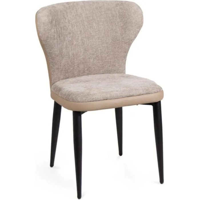 Sedia vintage chic imbottita in tessuto e ferro nero.