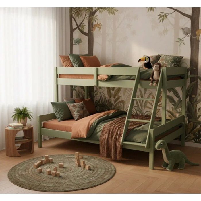 Letto a castello triplo nordico in legno massello di abete H155