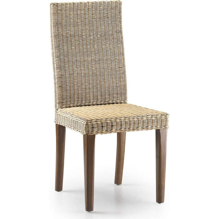 Sedia etnica in rattan naturale intrecciato a mano