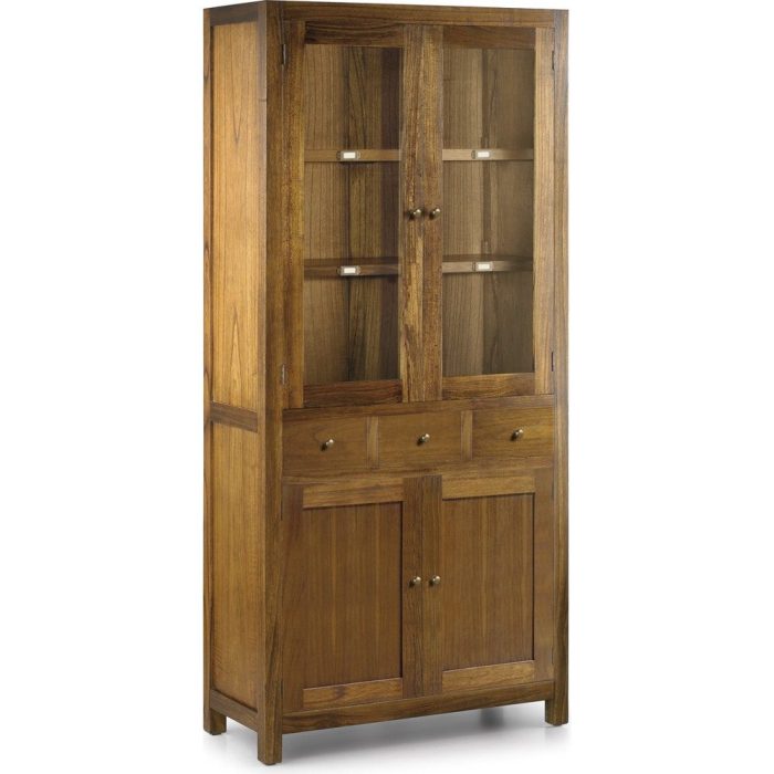 Vetrina etnica in legno di mindi artigianale