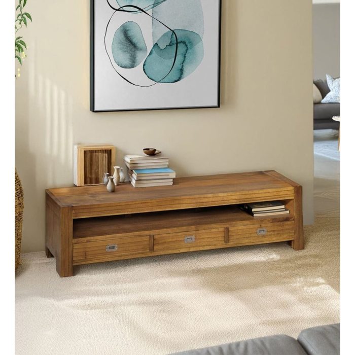 Porta TV neo-coloniale legno mindi miele - Etnico Outlet