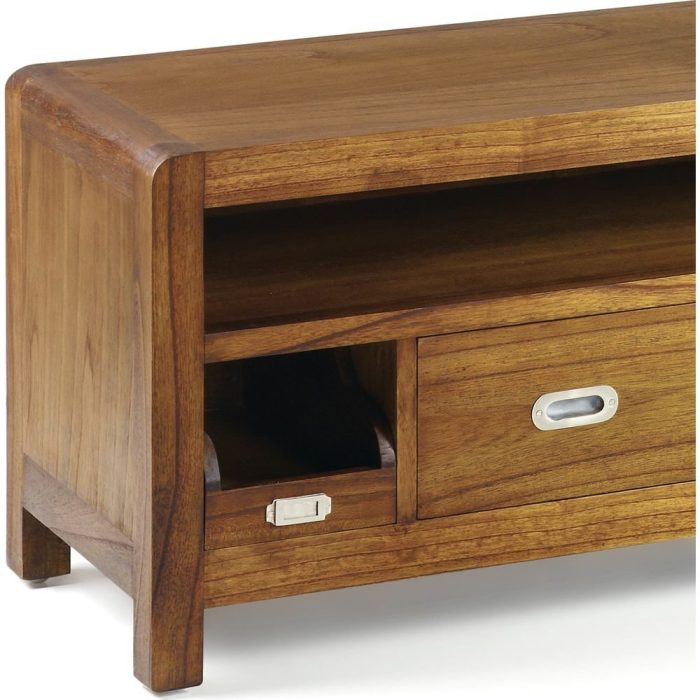 Mobile TV coloniale classico legno mindi lucido - Etnico Outlet