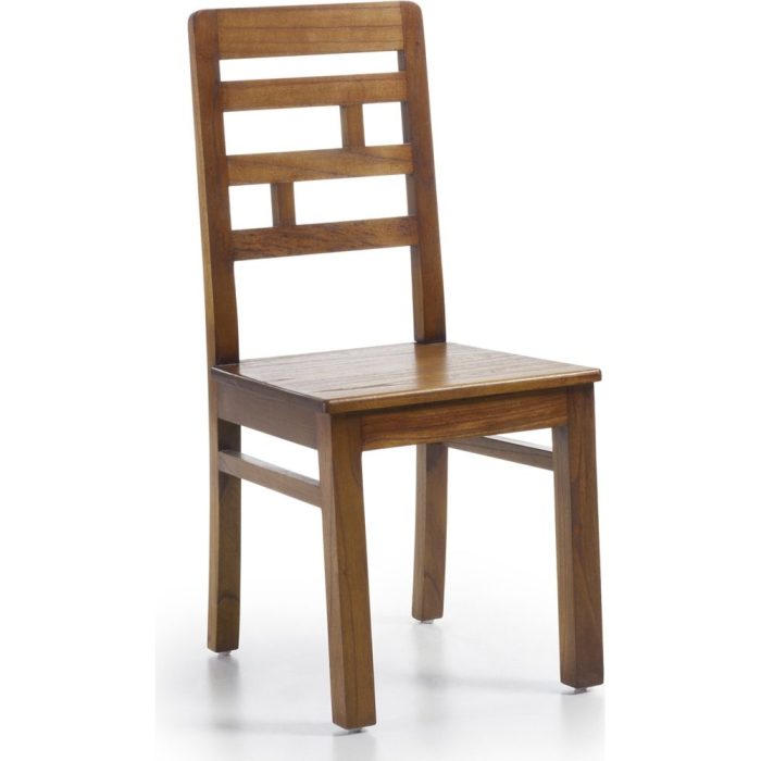 Sedia etnica alta in legno massello per sala da pranzo.