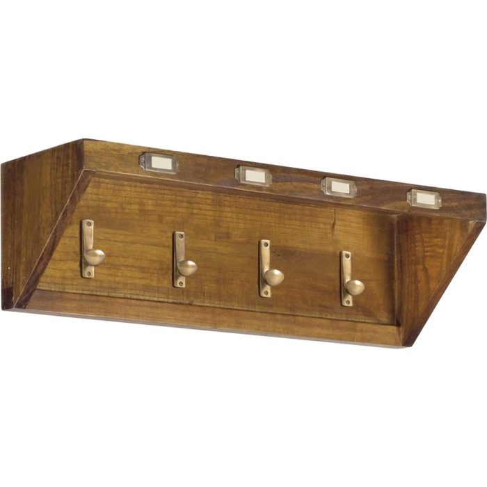Appendiabiti neo-coloniale in legno mindi miele con ganci.