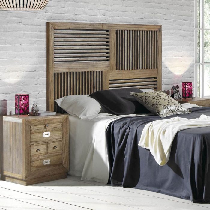 Testata letto etnica decò legno mindi massello - Etnico Outlet