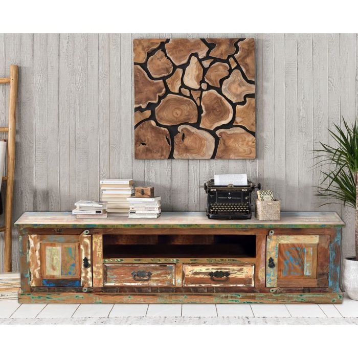 Mobile TV industrial old legno riciclato verniciato - Etnico Outlet