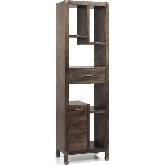 Libreria etnica maison legno mindi finitura decapata