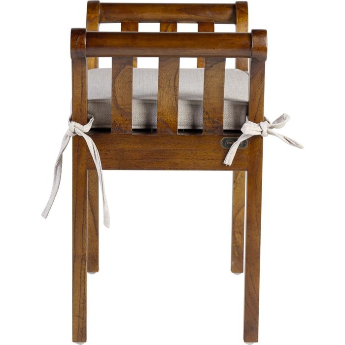 Panca coloniale legno naturale con cuscino artigianale - Etnico Outlet