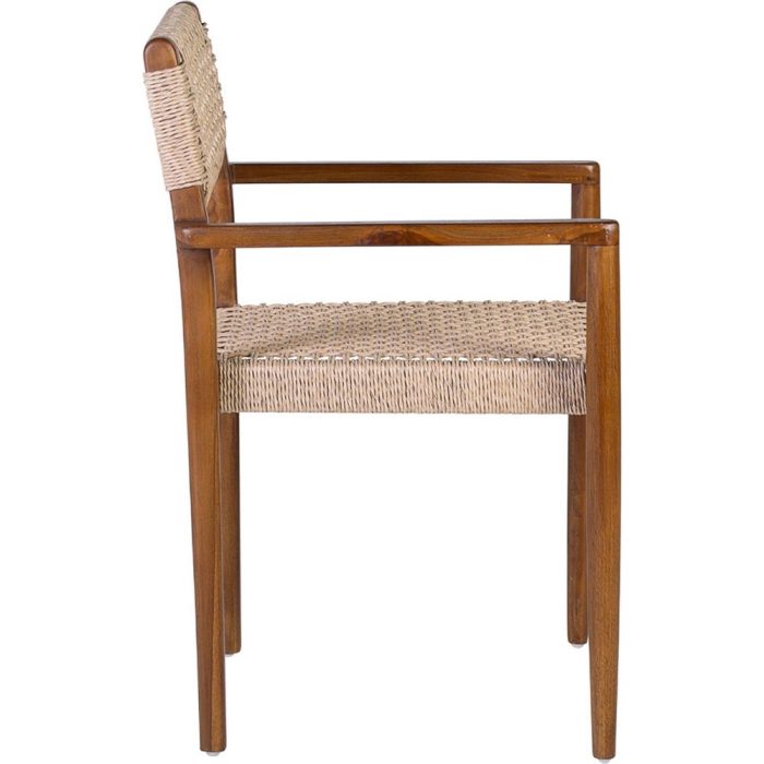 Sedia coloniale teak con corda intrecciata artigianale - Etnico Outlet