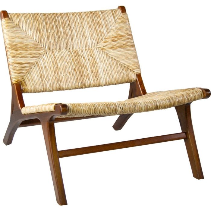 Poltroncina etnica bassa rattan e teak