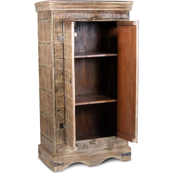 Armadio etnico indiano in legno e ferro - Etnico Outlet