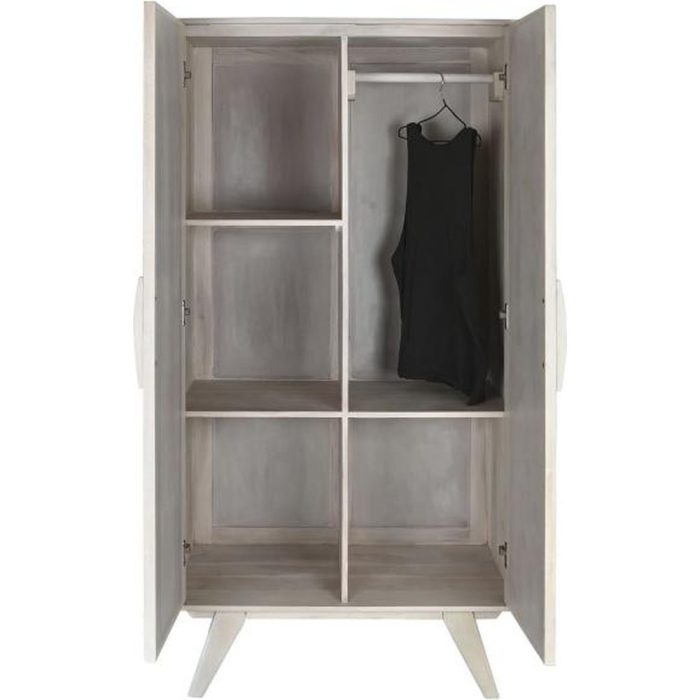 Armadio vintage bianco mango e rattan naturale - Etnico Outlet