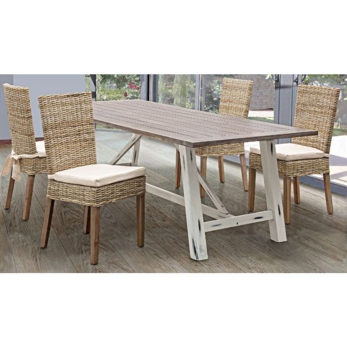 Set 4 Sedie Etniche in Rattan Naturale con Cuscino – Etnico Outlet