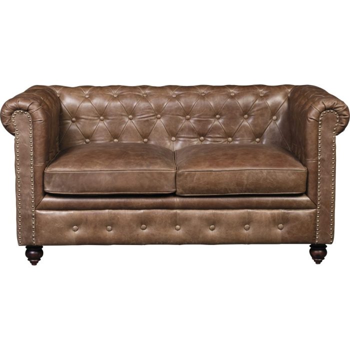 Divano Chester 2 posti in vero cuoio vintage - Etnico Outlet