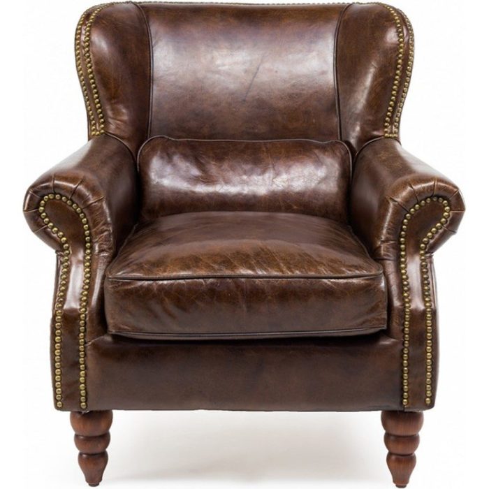 Poltrona Chesterfield in vera pelle vintage