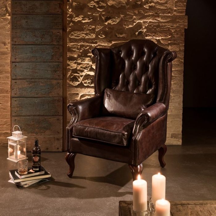 Poltrona Wellington in cuoio vintage – Etnico Outlet