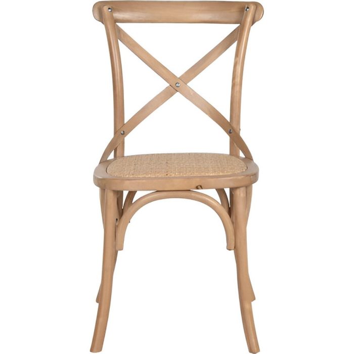 Sedia country chic in cedro con seduta in rattan naturale