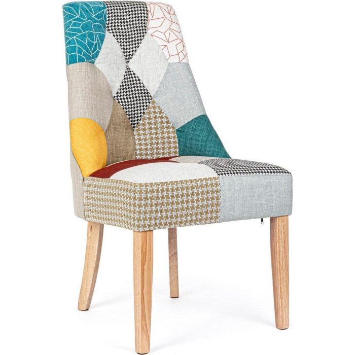 Sedia patchwork boho chic in tessuto multicolore