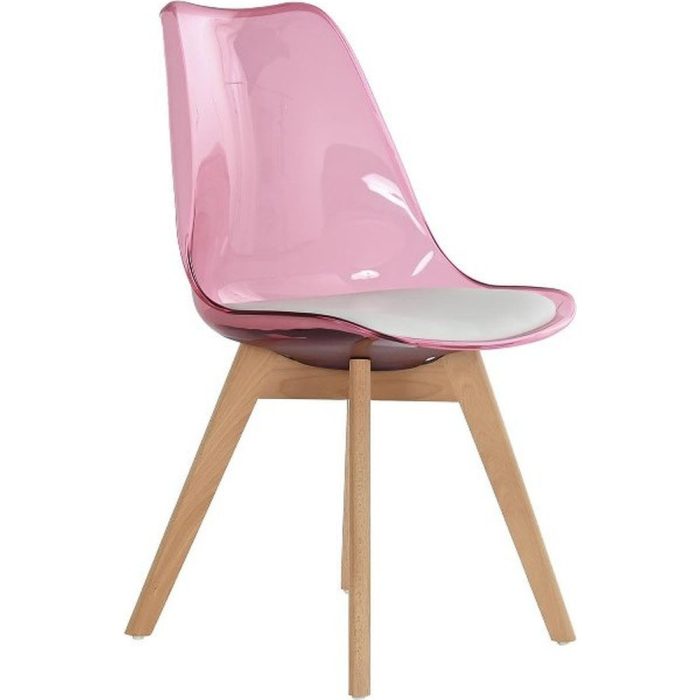Sedia stile scandinavo rosa con cuscino e gambe nordiche