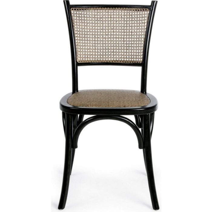 Sedia country nera in legno e rattan – Etnico Outlet