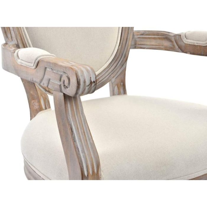 Sedia francese con braccioli lino beige | Etnico Outlet