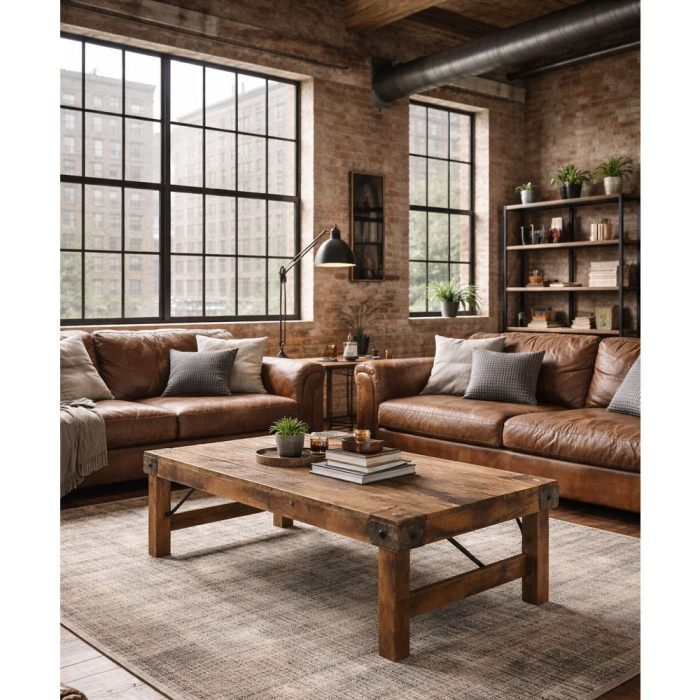 Tavolo basso industrial in legno riciclato – Etnico Outlet