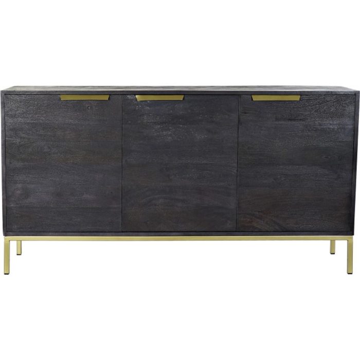 Buffet decò chic in mango nero con metallo dorato - Etnico Outlet