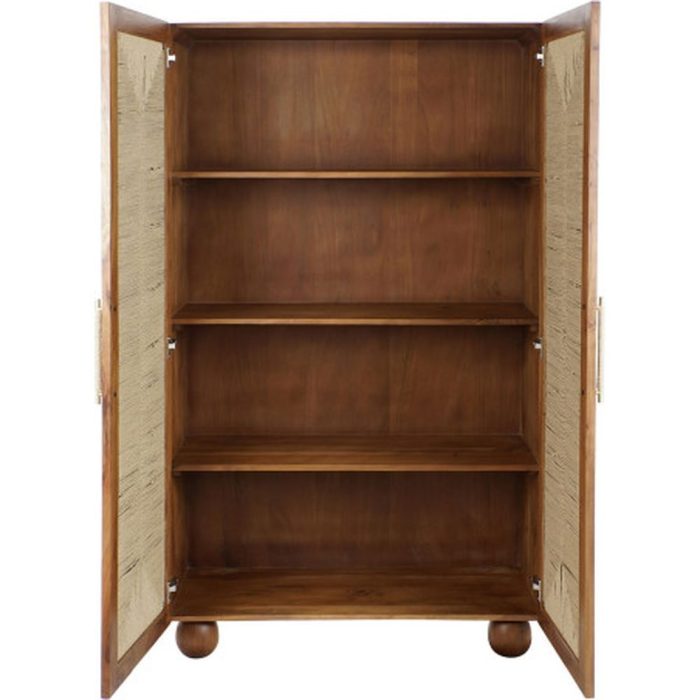 Armadio retrò in acacia e rattan intrecciato - Etnico Outlet