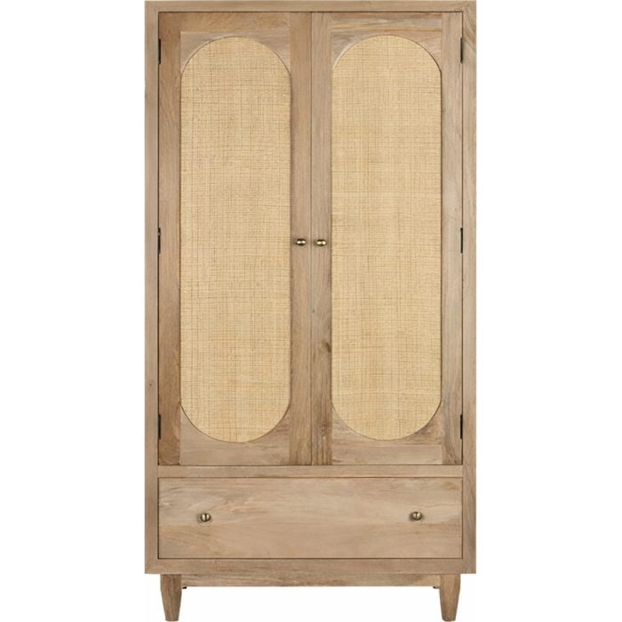 Armadio retrò chic legno e rattan