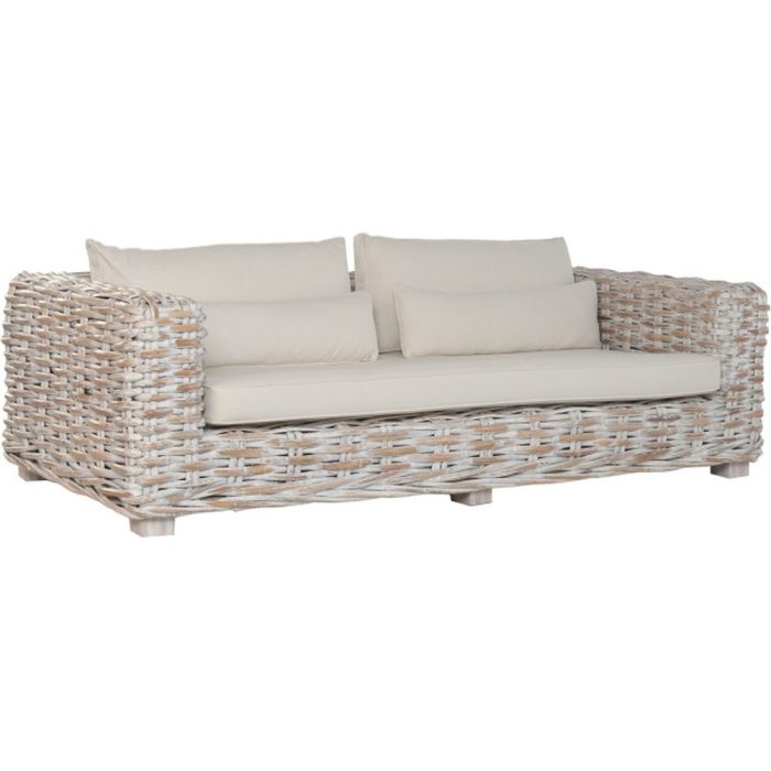 Salotto da giardino shabby chic in rattan bianco - Etnico Outlet