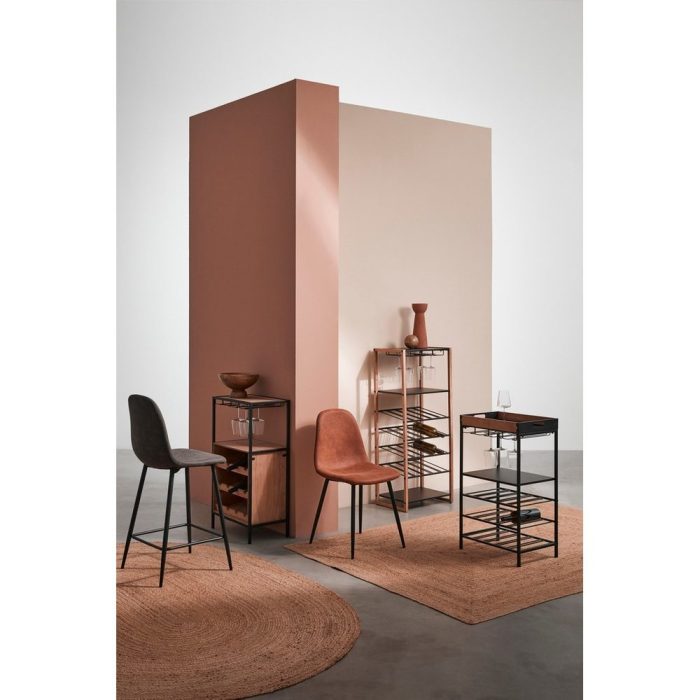 Sgabello bar vintage nero imbottito affidabile – Etnico Outlet