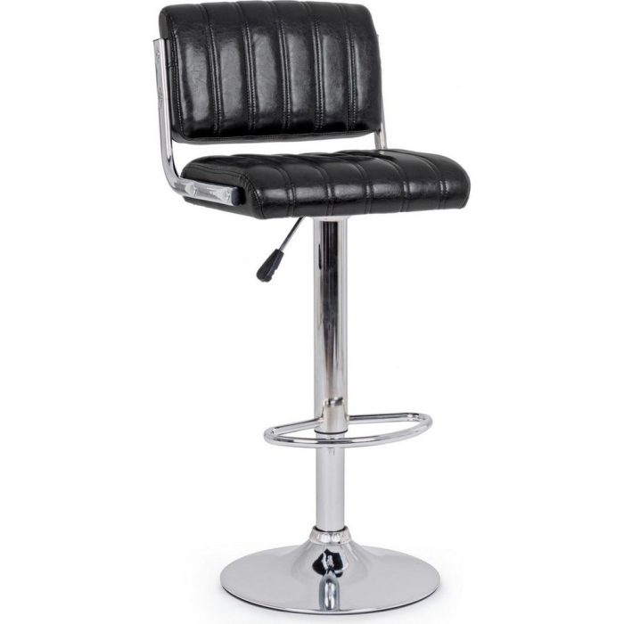 Sgabello bar industrial chic nero in acciaio cromato