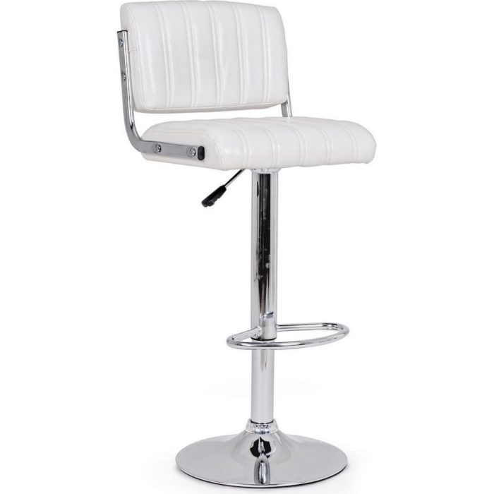 Sgabello bar industrial chic bianco in acciaio cromato